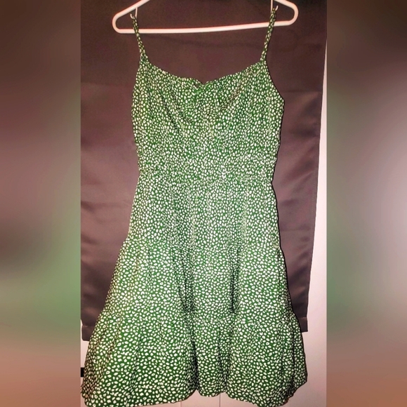 Hesperus Strappy Green Polkadot/Leopard Print Summer Dress Sz Large - Picture 1 of 8